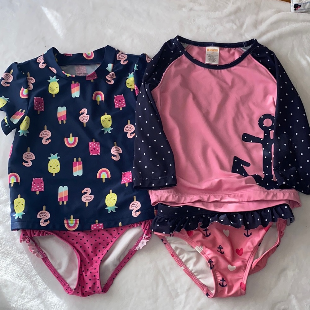 Toddler 4t 2 Piece Girls Swim Suits/ Gymboree & Simple Joys by Carters